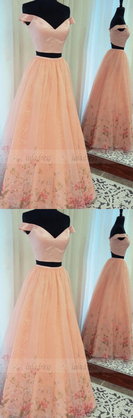 Off the Shoulder Two Piece Prom Dresses for Juniors