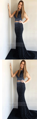Mermaid Prom Dresses Beaded Long Evening Ball Gowns
