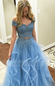 Off the Shoulder Two Piece Prom Dresses,BW97114