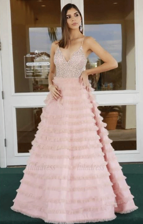 Gorgeous A-line Pink Long Ball Gown, BW97577