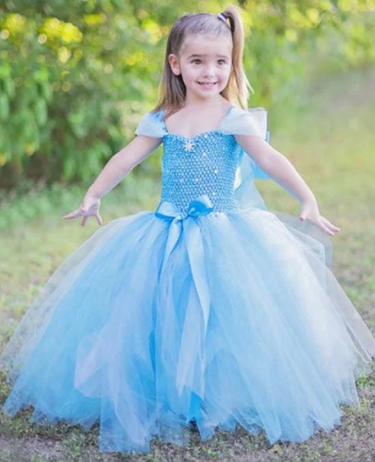 Blue Frozen Flower Girl Dress