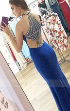 Mermaid Jewel Floor-Length Prom Dress with Beading Sequins