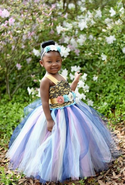 Blue Flower Girl Dress, Tutu Dress