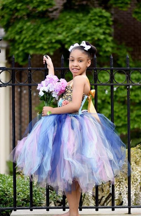 Blue Flower Girl Dress, Tutu Dress