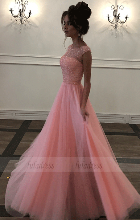 Cheap prom dresses,Long Beaded Sleeveless Illusion Prom Dress,BD99975