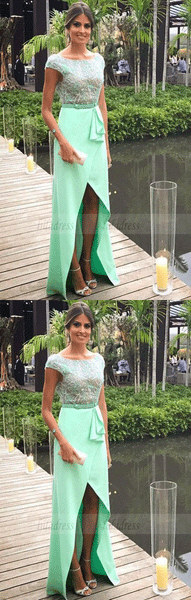 Beading Bodice Backless Prom Long Dresses with Cap Sleeves,BD98508