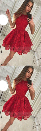 Cute lace short prom dress,homecoming dress