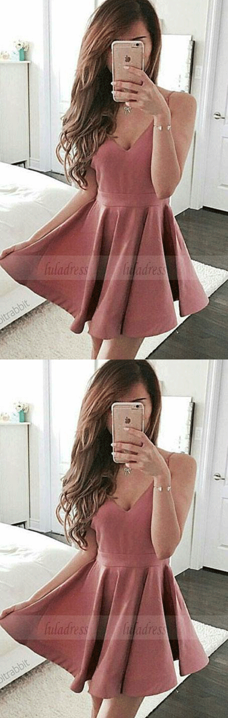 Sexy Prom Dress Party Dress, A-line V-neck Cocktail Dress, Mini Short Prom Dresses