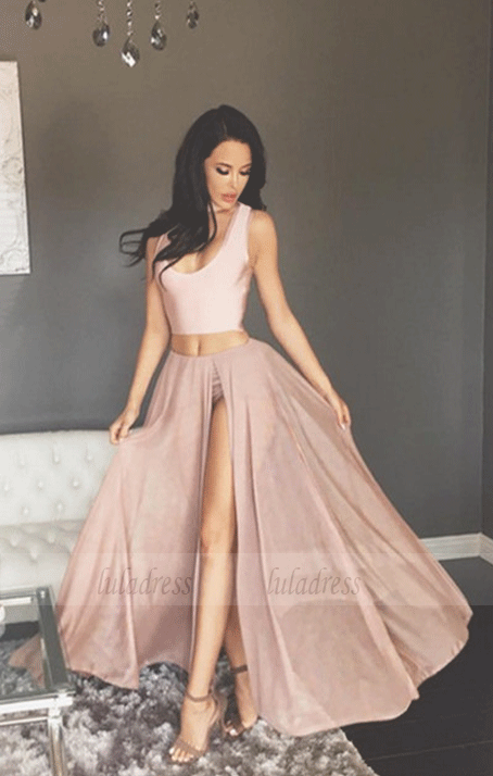 Sexy Two Piece Long Prom Dress with Side Slit,BD99938