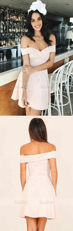 Sexy Mini Prom Dress, Short Prom Gowns, Above Knee Off Shoulder Cocktail Dress