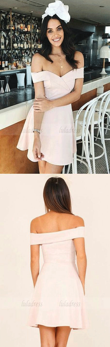 Sexy Mini Prom Dress, Short Prom Gowns, Above Knee Off Shoulder Cocktail Dress