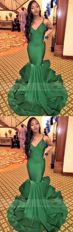 mermaid prom dress,V-neck prom dresses,charming prom dress