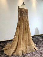 Off The Shoulder Long Sleeve Beading Prom Dress