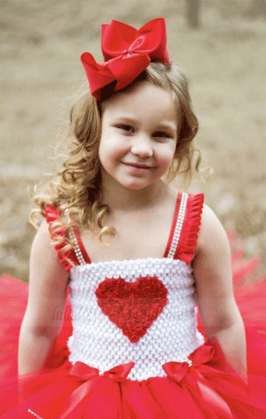 Red and White Flower Girl Dress, Red Tutu Dress, BW97558