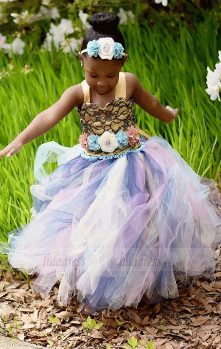 Blue Flower Girl Dress, Tutu Dress