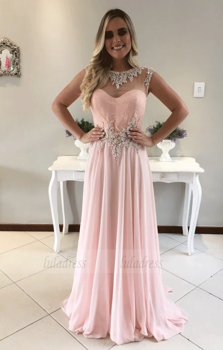 Pink Prom Dress,Floor-length Prom Dress,BW97527
