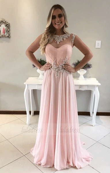 Pink Prom Dress,Floor-length Prom Dress,BW97527