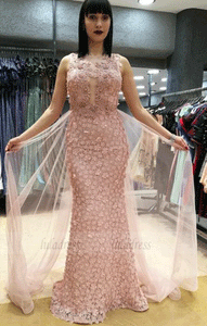Charming Blush Pink Formal Applique Long Prom Dresses, BW97697