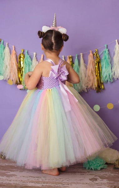 Flower Girl Dress, Pastel Rainbow Tutu Dress, BW97559