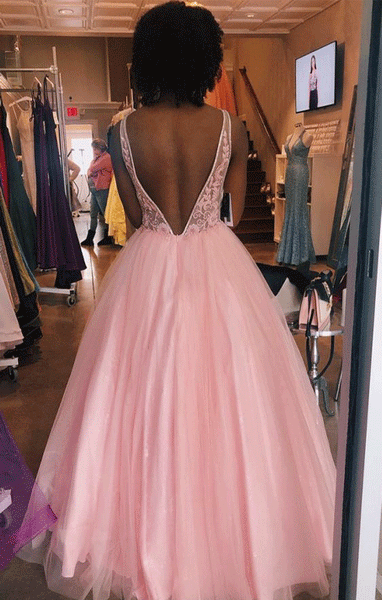 V-Neck A-Line Prom Dresses,Long Prom Dresses,Cheap Prom Dresses,BW97497