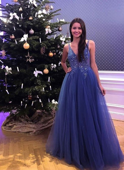 A Line Long Prom Dresses with Beading