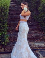 Two Piece Prom Dress,Mermaid Party Dress,Sexy Mermaid Two Piece Evening Dress
