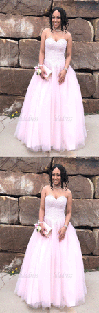 Strapless Long Pink Prom Dress