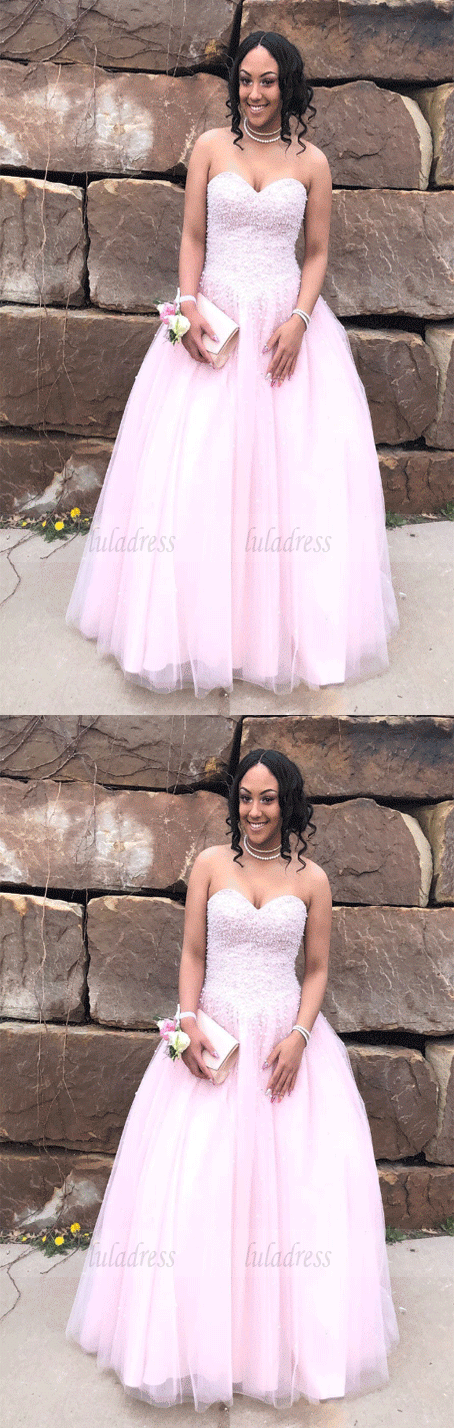 Strapless Long Pink Prom Dress