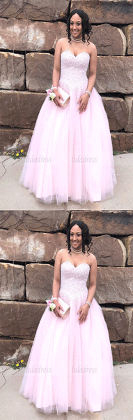 Strapless Long Pink Prom Dress,BW97124