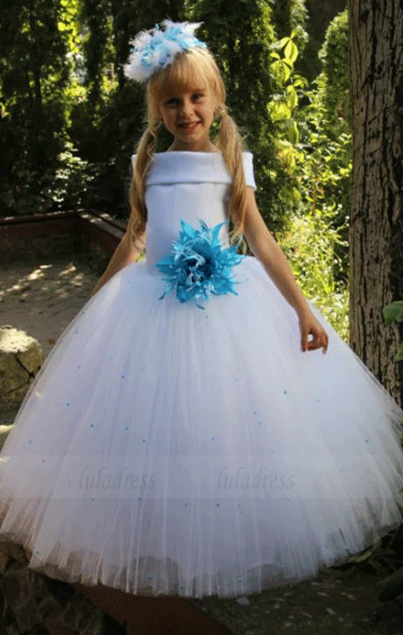 White Flower Girl Dresses, Puffy Flower Girl Dress