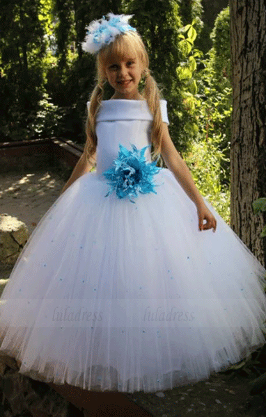 White Flower Girl Dresses, Puffy Flower Girl Dress, BW97553
