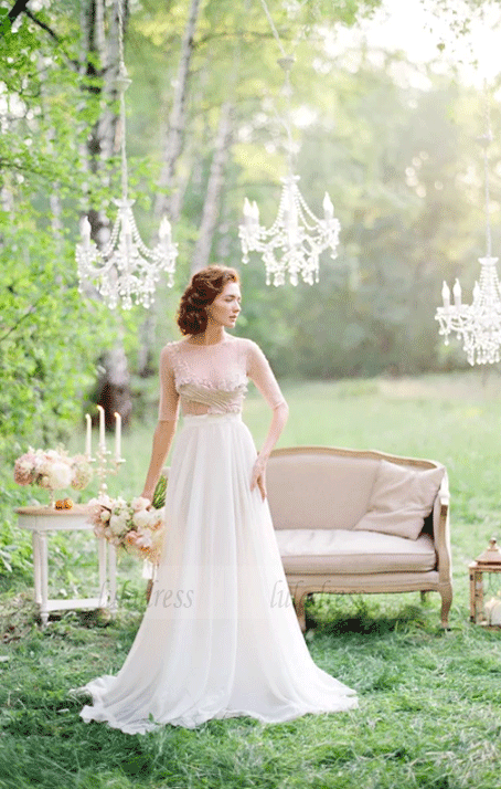 Half Sleeves Lace Wedding Dresses Best Bride Gown