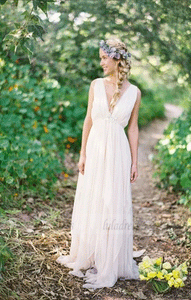 Deep V Neck Sleeveless Wedding Dresses,BW97312