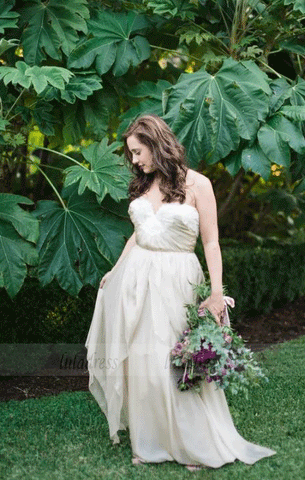 Boho Chic Bridal Dress,Strapless Wedding Dress,BW97447