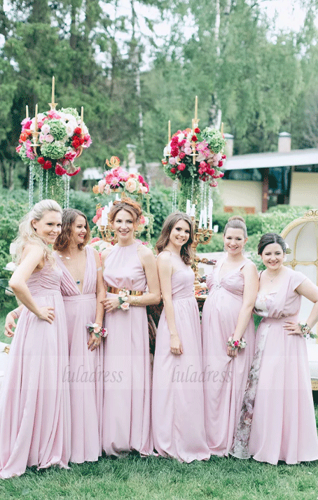 Pink Mismatched Bridesmaid Dress,BW97268