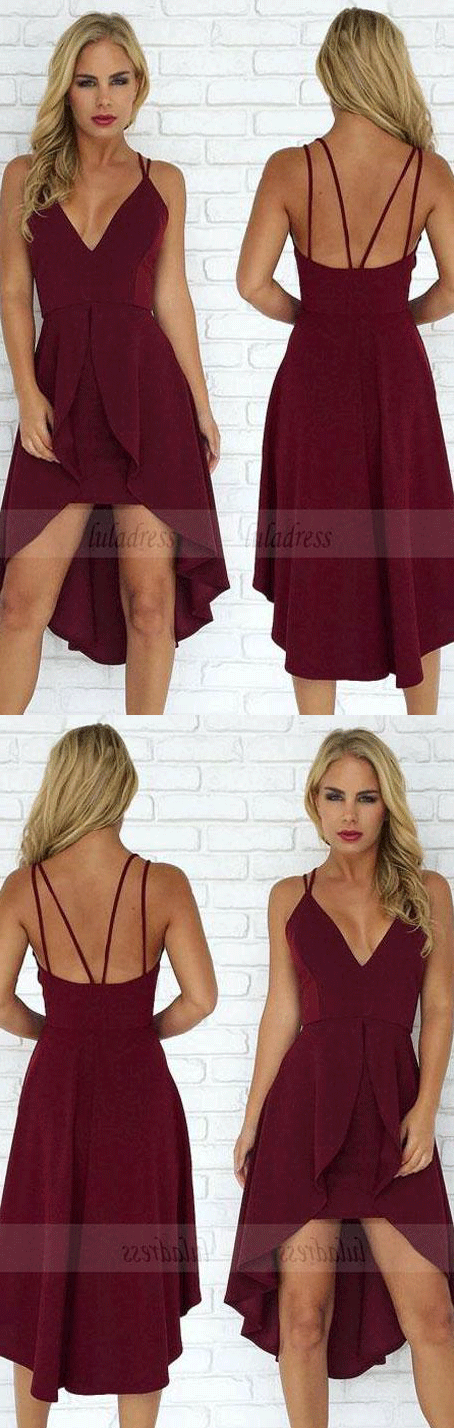 Sexy Straps Burgundy Short Prom Dress Homecoming Dress