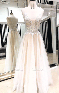 Sweetheart Neck Tulle Lace Long Prom Dress,BW97246