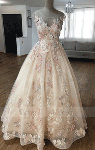 Lace Applique Tulle Long Prom Dress,BW97250