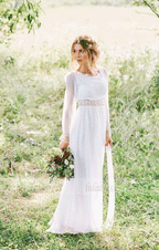 Round Neck Long Sleeves Wedding Dresses