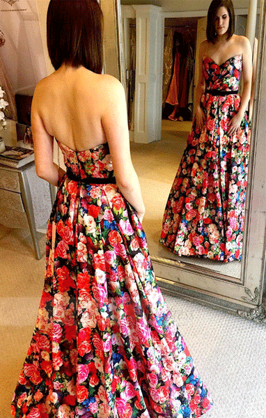 High Quality Sweetheart Floral Long Prom Evening Gowns,BW97262