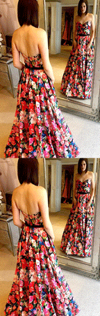 High Quality Sweetheart Floral Long Prom Evening Gowns