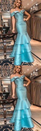 Mermaid Off-the-Shoulder Satin Prom Dresses