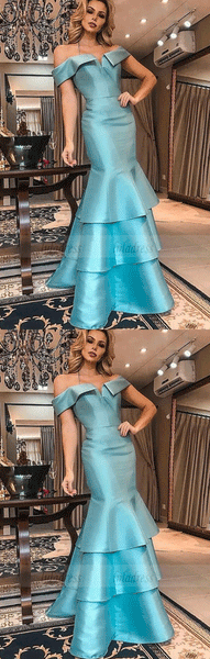 Mermaid Off-the-Shoulder Satin Prom Dress,BW97241