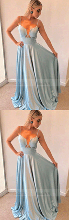 V Neck Spaghetti Straps Prom Dresses