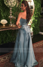 Unique A Line Strapless Prom Dresses,Satin Ball Dresses
