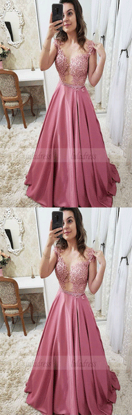 New Lace Satin Prom Dresses, Elegant Evening Dresses BW97093