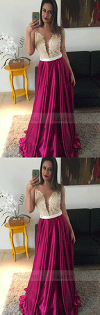 Plunging Neck Prom Dress,Fashion Prom Dress,Sexy Party Dress
