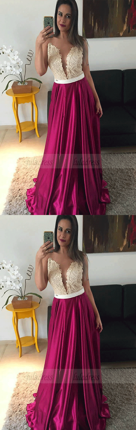 Plunging Neck Prom Dress,Fashion Prom Dress,Sexy Party Dress