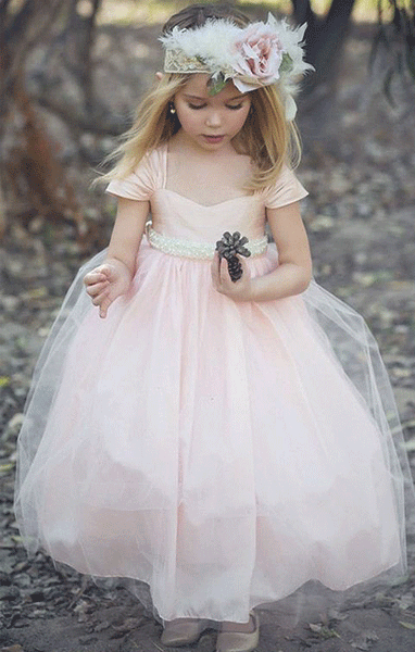 Cap Sleeves Ball Gown Flower Girl Dresses for Wedding Party,BW97496