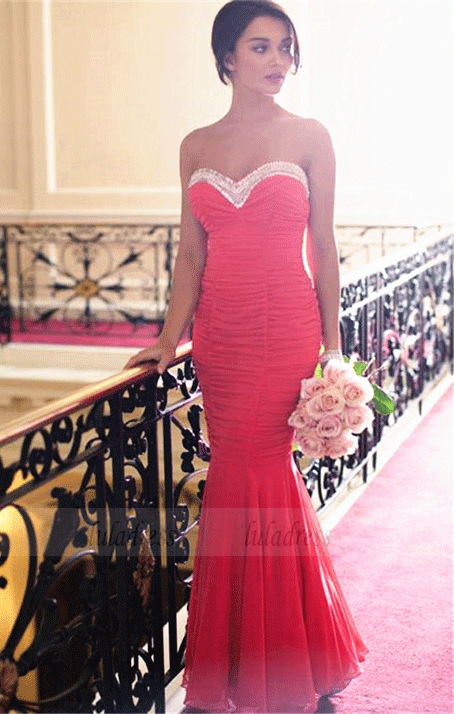 Sweetheart Evening Dresses,Long Chiffon Formal Gowns,Charming Prom Dress